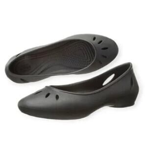 Crocs Iconic Comfort Kelli Black Ballerina Flats Womens 8 Slip On Bendable Shoes